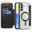 AMORUS For Samsung Galaxy A15 4G / 5G Magnetic Case RFID Blocking Card Holder Leather Phone Cover - Black - 2
