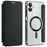 AMORUS For Samsung Galaxy A06 4G Magnetic Case RFID Blocking Card Holder Leather Phone Cover - Black - 1