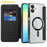 AMORUS For Samsung Galaxy A06 4G Magnetic Case RFID Blocking Card Holder Leather Phone Cover - Black - 2
