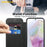 AMORUS For Samsung Galaxy A36 5G Magnetic Case RFID Blocking Card Holder Leather Phone Cover - Black - 6