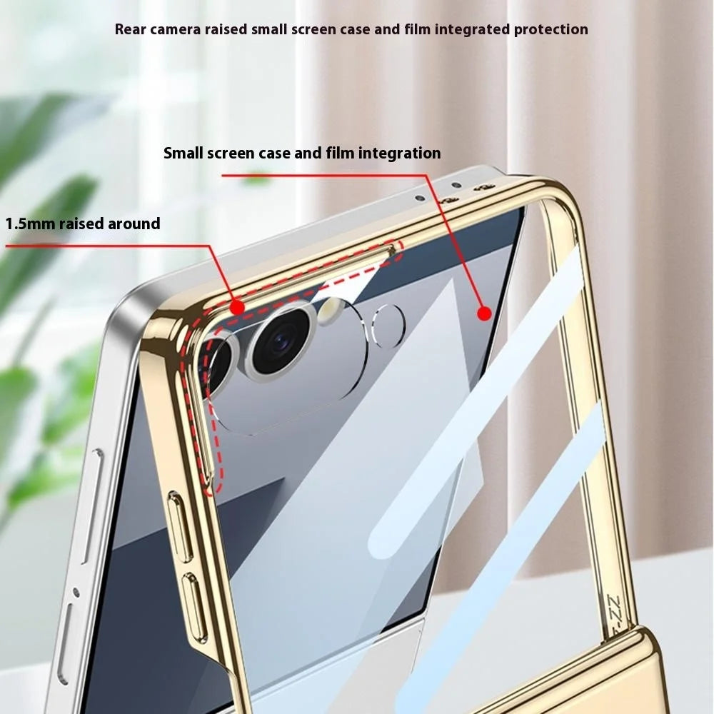 GKK For Samsung Galaxy Z Flip7 5G Magnetic Case Hinge Protection PU PC Tempered Glass Phone Cover - Blue - 6
