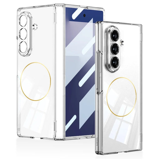 GKK For Samsung Galaxy Z Fold7 5G Magnetic Case Hinge Protection Hard PC Cover Built-In Iron Ring - Transparent - 1