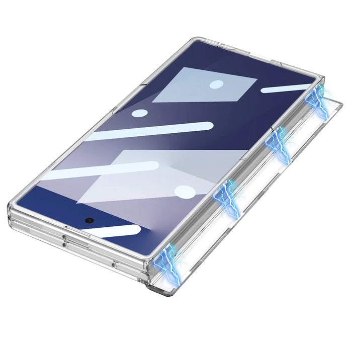 GKK For Samsung Galaxy Z Fold7 5G Magnetic Case Hinge Protection Hard PC Cover Built-In Iron Ring - Transparent - 2
