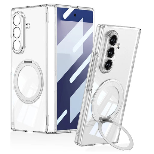 GKK For Samsung Galaxy Z Fold7 5G Magnetic Case with Rotating Kickstand Hinge Protection Hard PC Clear Phone Cover - 1