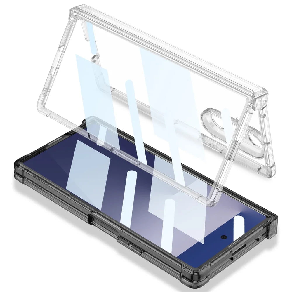 GKK For Samsung Galaxy Z Fold7 5G Case Airbag Hinge Protection PC Phone Cover with Tempered Glass Film - Transparent - 3