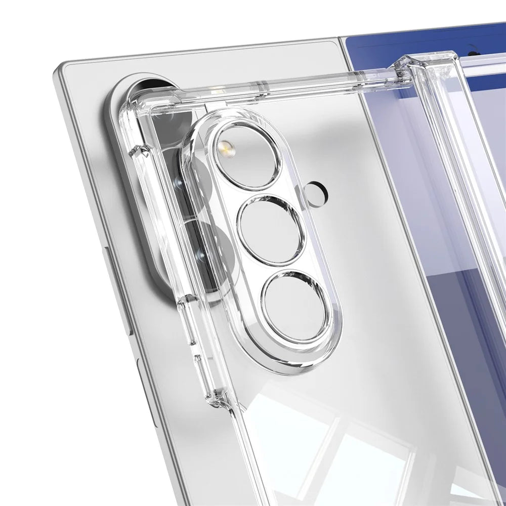GKK For Samsung Galaxy Z Fold7 5G Case Airbag Hinge Protection PC Phone Cover with Tempered Glass Film - Transparent - 5