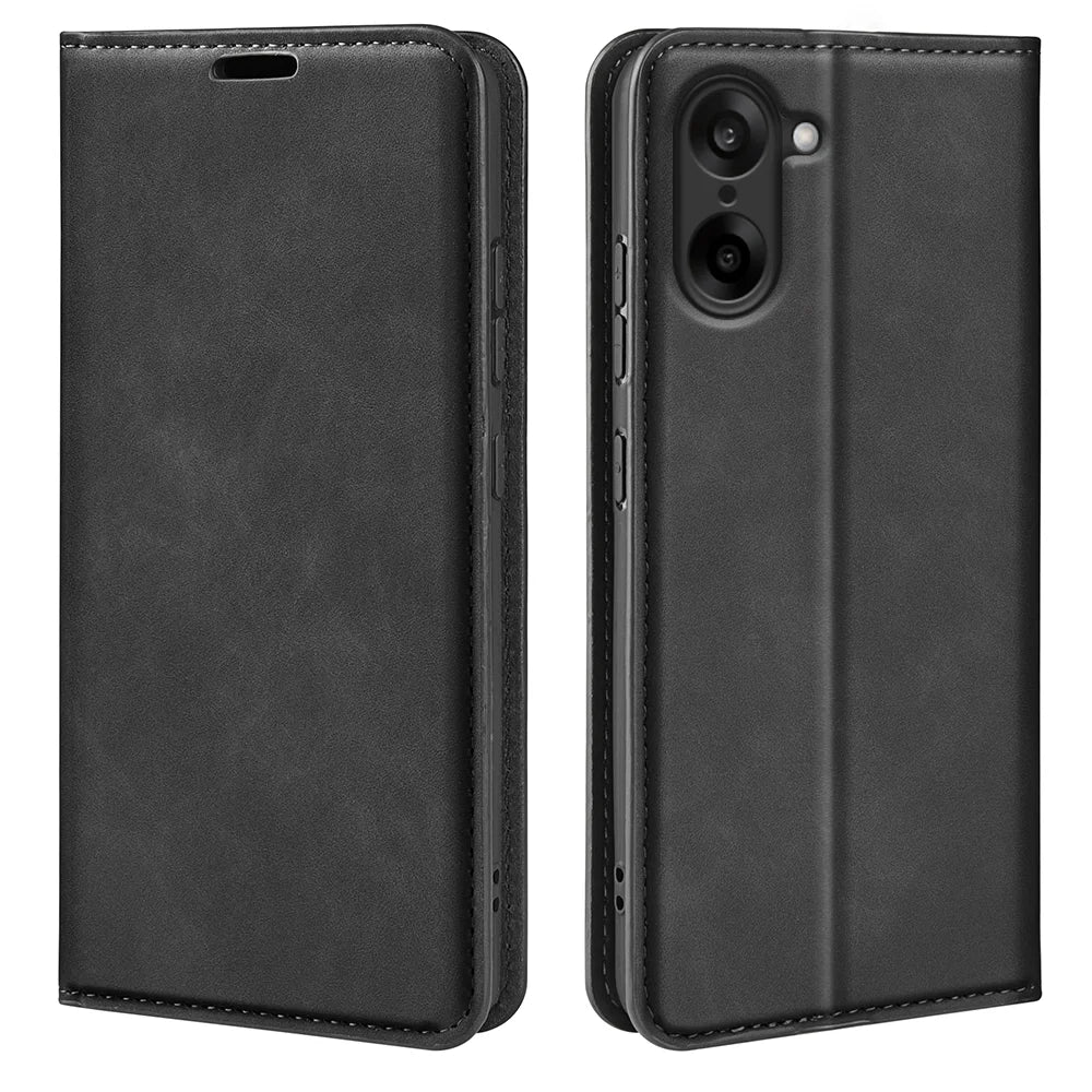 For OnePlus Nord CE 5G Case Skin Touch Leather Wallet Phone Cover -  Black - 4