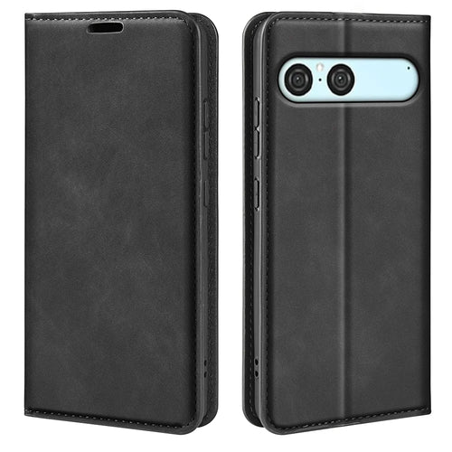 For Sony Xperia 10 VII Case Skin Touch Leather Wallet Phone Cover -   Black - 1