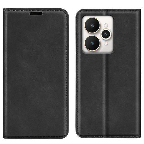 For Realme 15 5G Case Skin Touch Leather Wallet Phone Cover - Black - 1