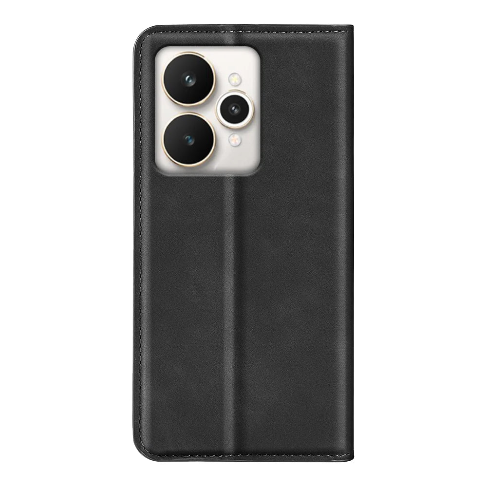 For Realme 15 5G Case Skin Touch Leather Wallet Phone Cover - Black - 3