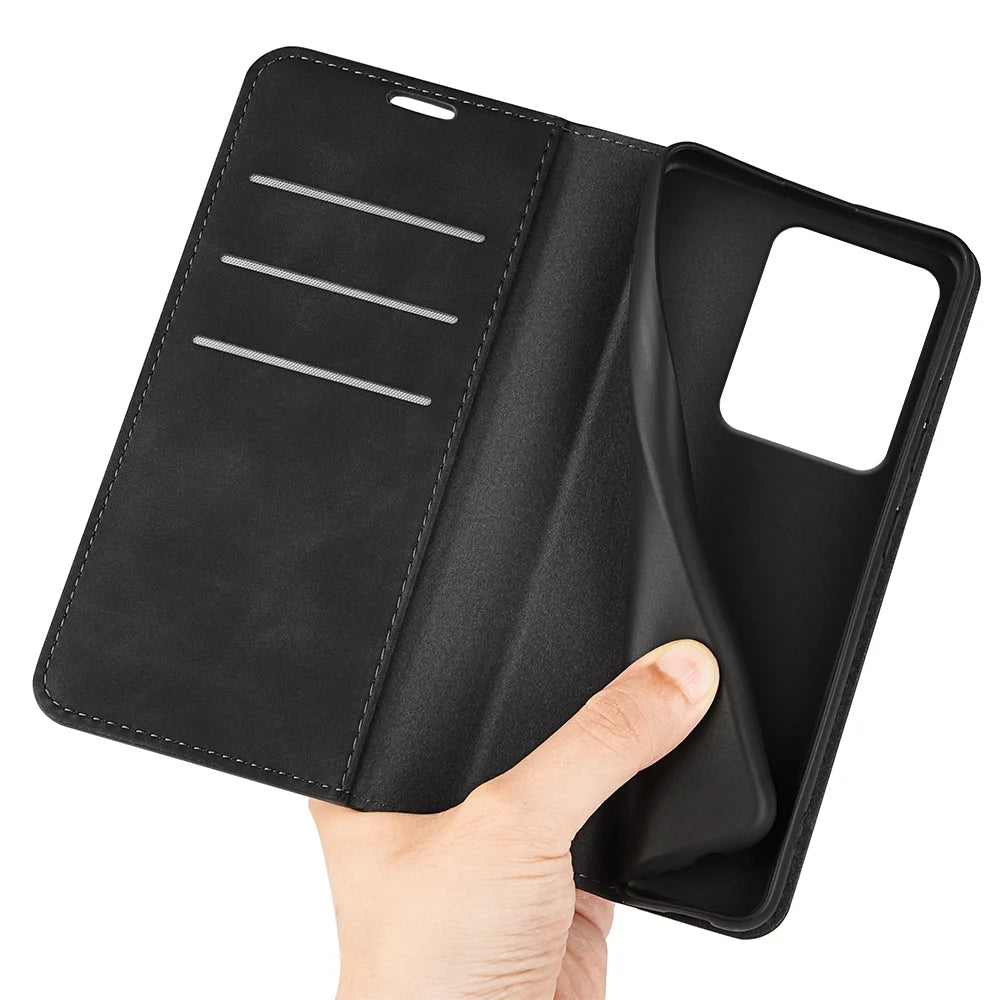 For Realme 15 5G Case Skin Touch Leather Wallet Phone Cover - Black - 5