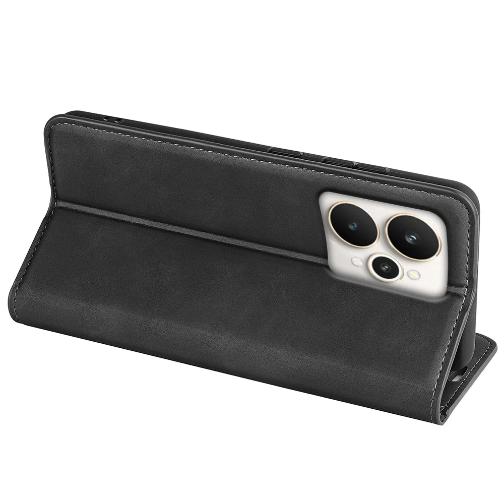 For Realme 15 5G Case Skin Touch Leather Wallet Phone Cover - Black - 6