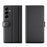 For Samsung Galaxy S25 FE Case Genuine Split Leather Phone Cover with Wallet Stand -  Black - 1