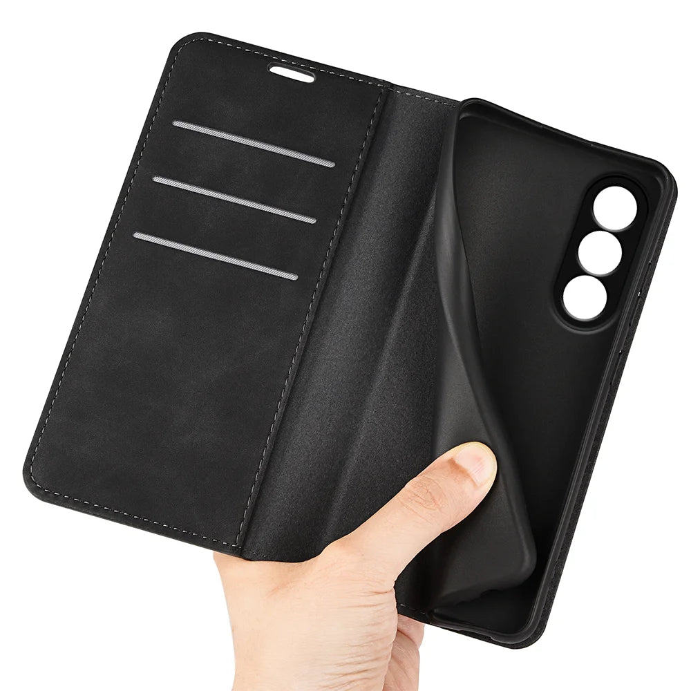 For OnePlus Nord 5 5G Case Skin Touch Leather Wallet Phone Cover -  Black - 5