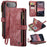 CASEME For iPhone Air Phone Cases with Strap  C30 Zipper Multiple Card Holder PU Leather Cover - Red - 1