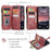 CASEME For iPhone Air Phone Cases with Strap  C30 Zipper Multiple Card Holder PU Leather Cover - Red - 3