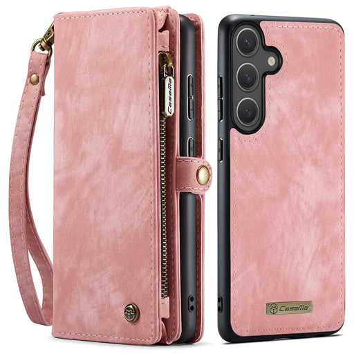 CASEME For Samsung Galaxy S25 FE Phone Cases  008 Leather Cover with Detachable Wallet and Strap - Pink - 2
