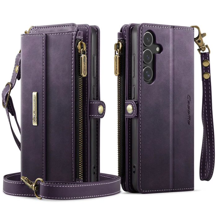 CASEME For Samsung Galaxy S25 FE Case  C39 RFID Blocking Zipper Wallet Stand Leather Cover with Strap - Purple - 2
