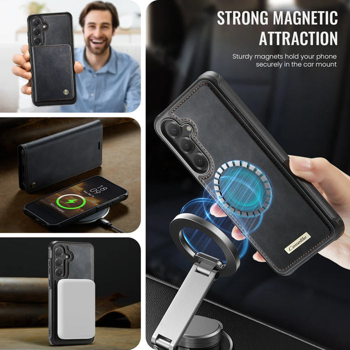 CASEME For Samsung Galaxy S25 FE Case  C49 Magnetic Case RFID Blocking Detachable Wallet Leather Phone Cover - Black - 3