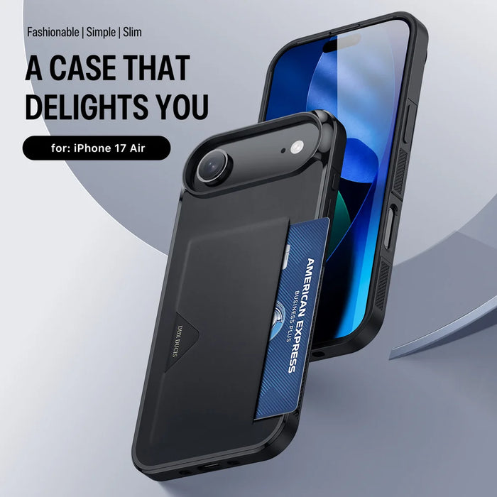 DUX DUCIS For iPhone Air Case  Pocard Series Card Holder Leather + PC + TPU Phone Cover - Black - 2