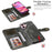 For iPhone 17 Phone Case PU Leather Zipper Wallet Detachable Cover - Green - 6