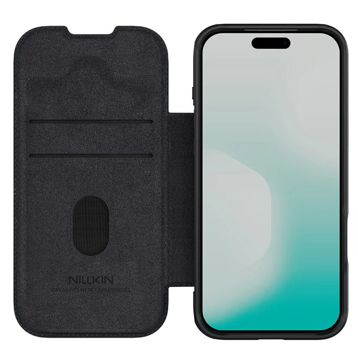 NILLKIN Qin Pro Series for iPhone 18 Pro Max / 17 Pro Max Case with Card Slots Leather Phone Cover - Black - 2