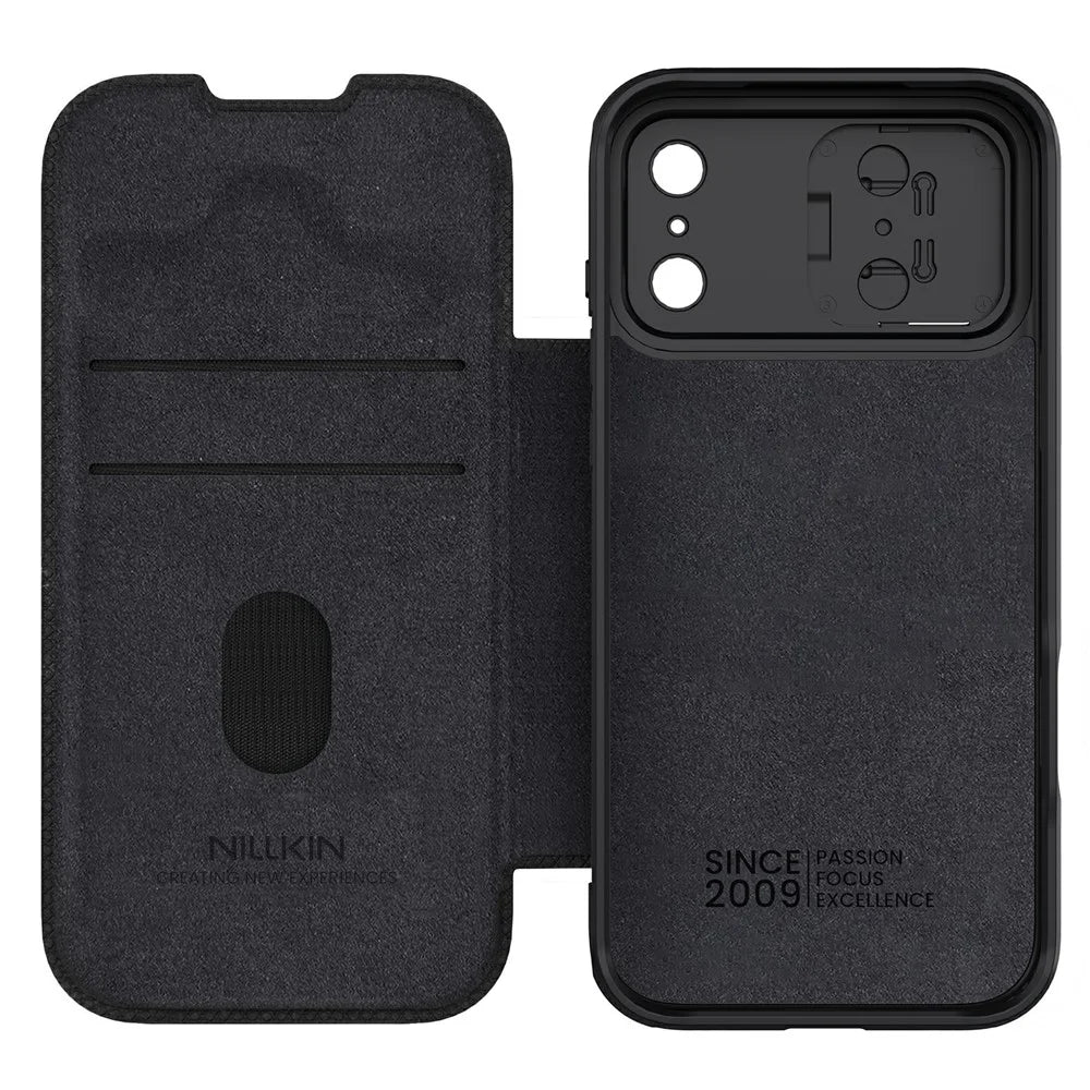 NILLKIN Qin Pro Series for iPhone 18 Pro Max / 17 Pro Max Case with Card Slots Leather Phone Cover - Black - 3