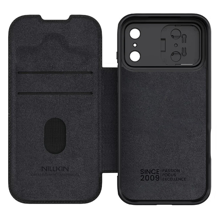 NILLKIN Qin Pro Series for iPhone 18 Pro Max / 17 Pro Max Case with Card Slots Leather Phone Cover - Black - 3