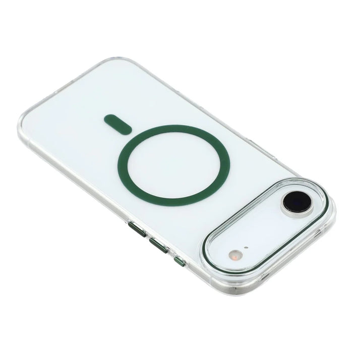 For iPhone Air Magnetic Case Clear PC Phone Back Cover with Metal Buttons - Green - 6