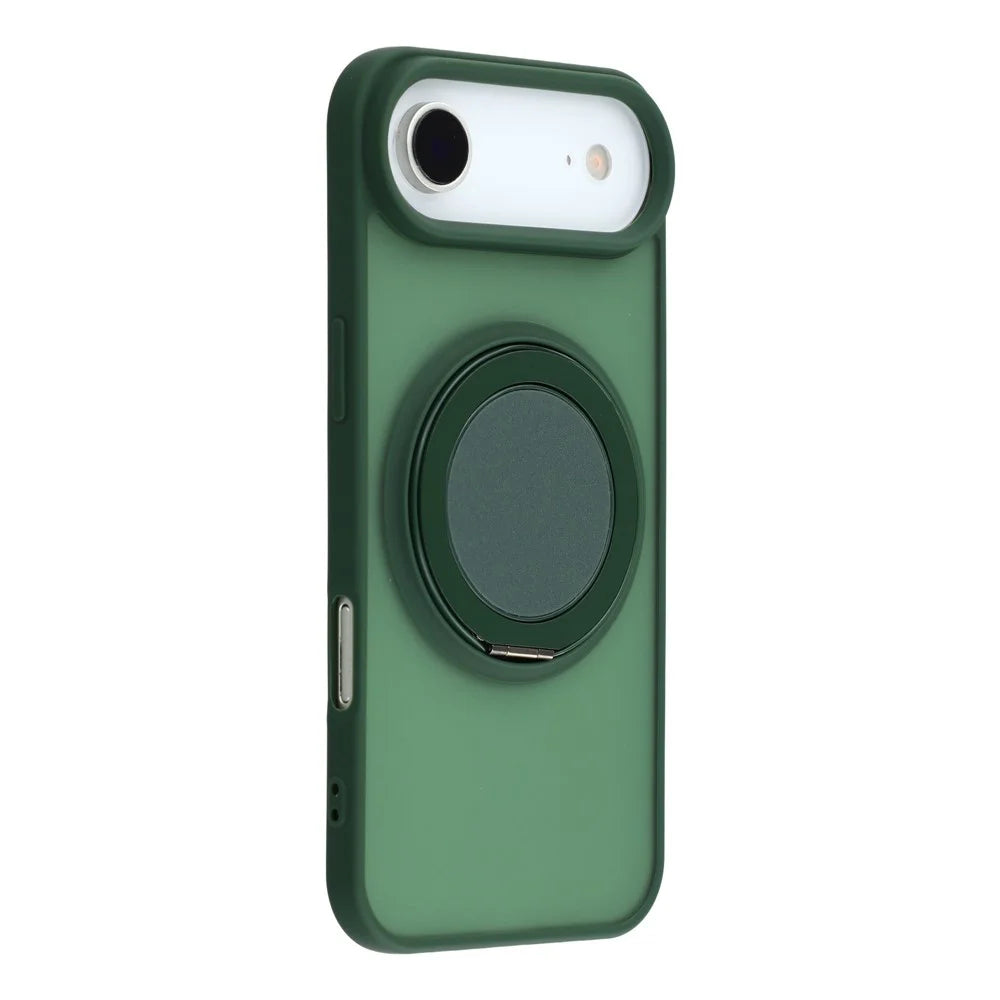 For iPhone Air Case Rotating Metal Kickstand Skin Touch TPU PC Phone Back Cover - Green - 1
