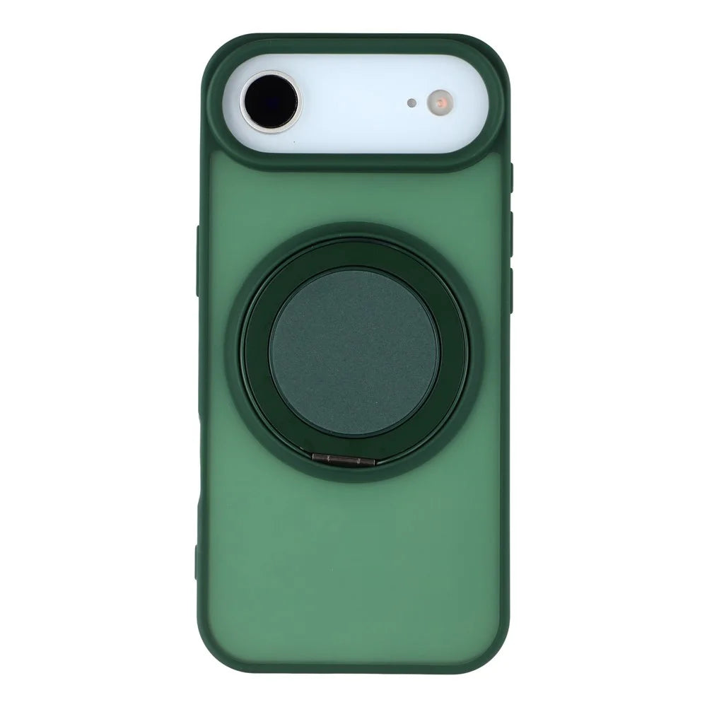 For iPhone Air Case Rotating Metal Kickstand Skin Touch TPU PC Phone Back Cover - Green - 3