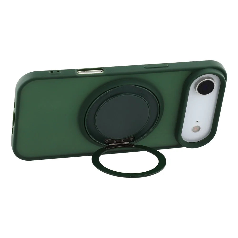 For iPhone Air Case Rotating Metal Kickstand Skin Touch TPU PC Phone Back Cover - Green - 4