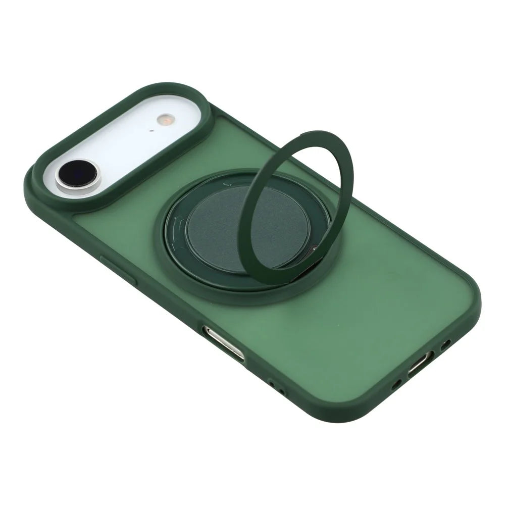 For iPhone Air Case Rotating Metal Kickstand Skin Touch TPU PC Phone Back Cover - Green - 5