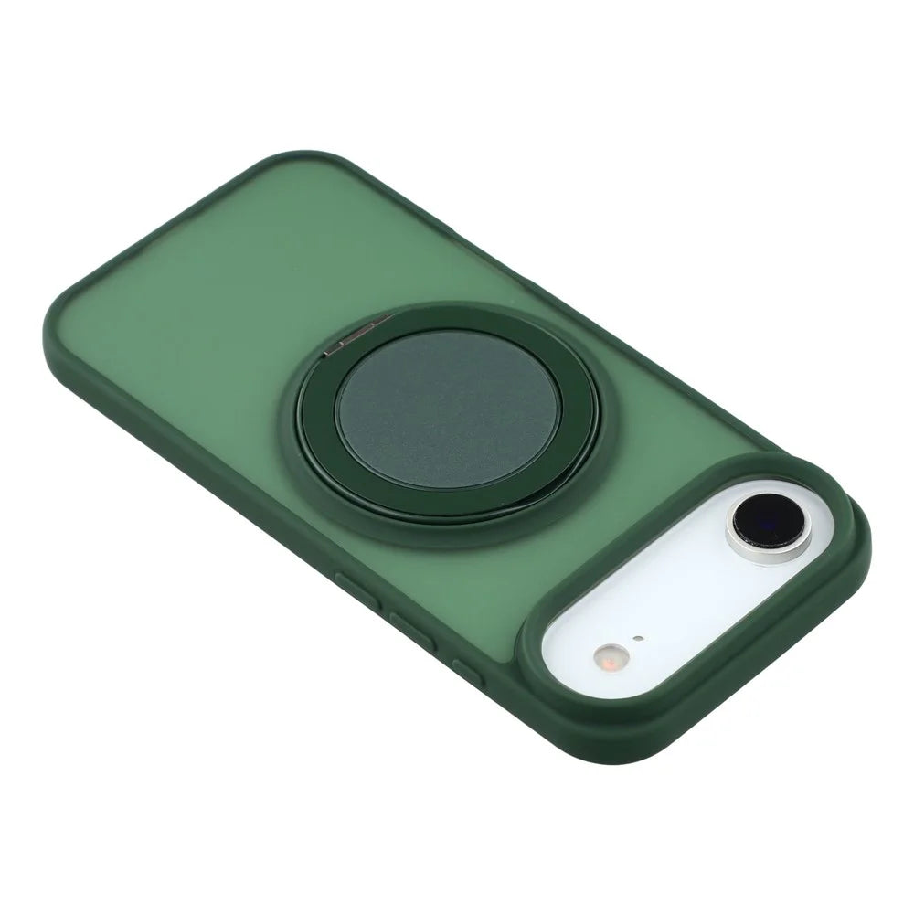 For iPhone Air Case Rotating Metal Kickstand Skin Touch TPU PC Phone Back Cover - Green - 6