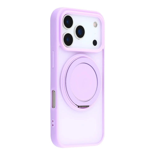 For iPhone 18 Pro / 17 Pro Case Rotating Metal Kickstand Skin Touch TPU PC Phone Back Cover - Purple - 1