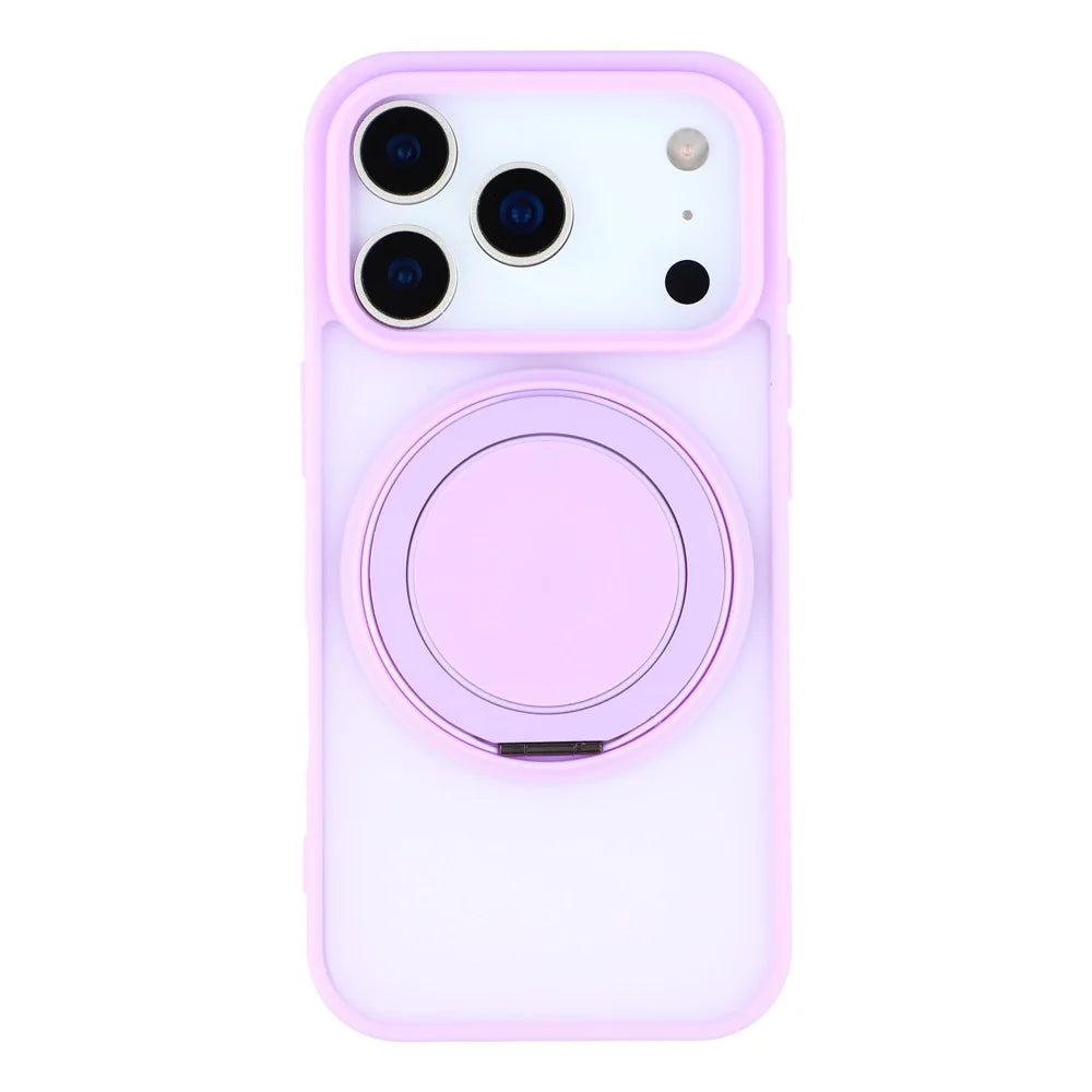 For iPhone 18 Pro Max / 17 Pro Max Case Rotating Metal Kickstand Skin Touch TPU PC Phone Back Cover - Purple - 3