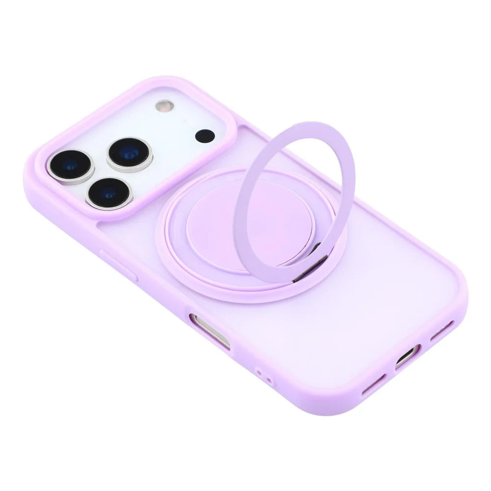 For iPhone 18 Pro Max / 17 Pro Max Case Rotating Metal Kickstand Skin Touch TPU PC Phone Back Cover - Purple - 6