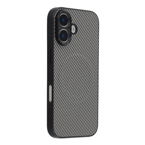 For iPhone 17 Magnetic Case Carbon Fiber Texture TPU PC Phone Back Cover - Grey - 1