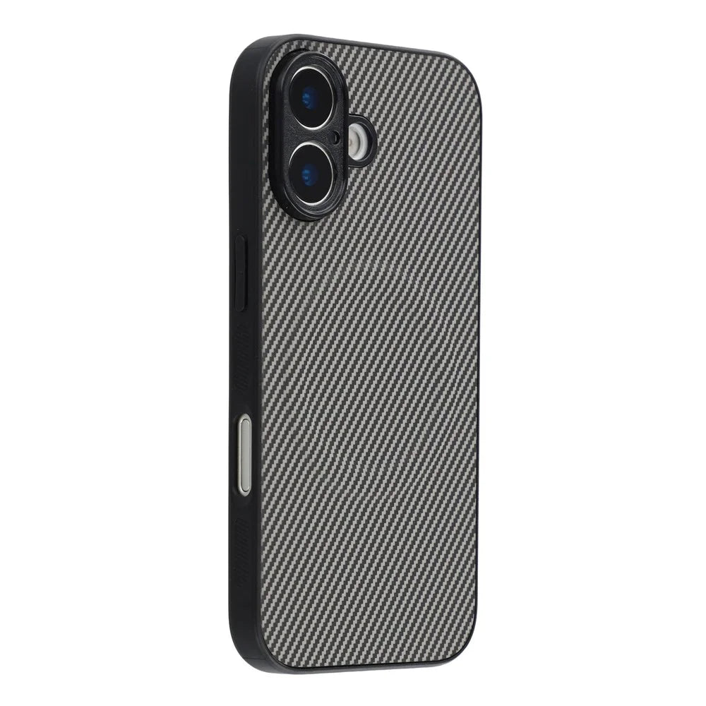For iPhone 17 Magnetic Case Carbon Fiber Texture TPU PC Phone Back Cover - Grey - 1