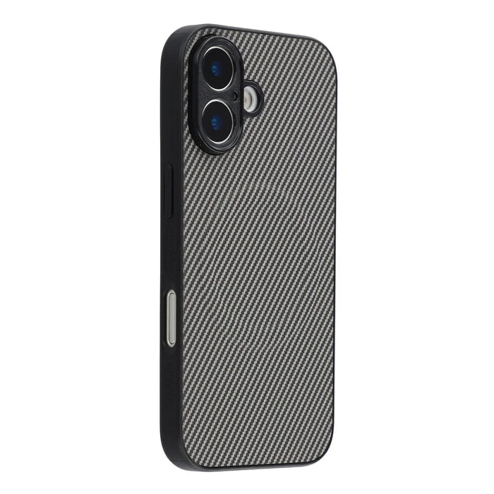 For iPhone 17 Magnetic Case Carbon Fiber Texture TPU PC Phone Back Cover - Grey - 1