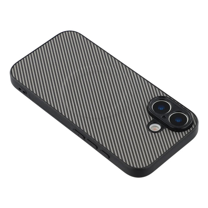 For iPhone 17 Magnetic Case Carbon Fiber Texture TPU PC Phone Back Cover - Grey - 5