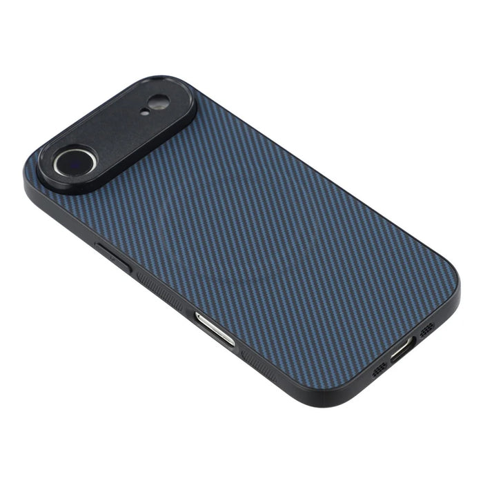 For iPhone Air Magnetic Case Carbon Fiber Texture TPU PC Phone Back Cover - Blue - 4