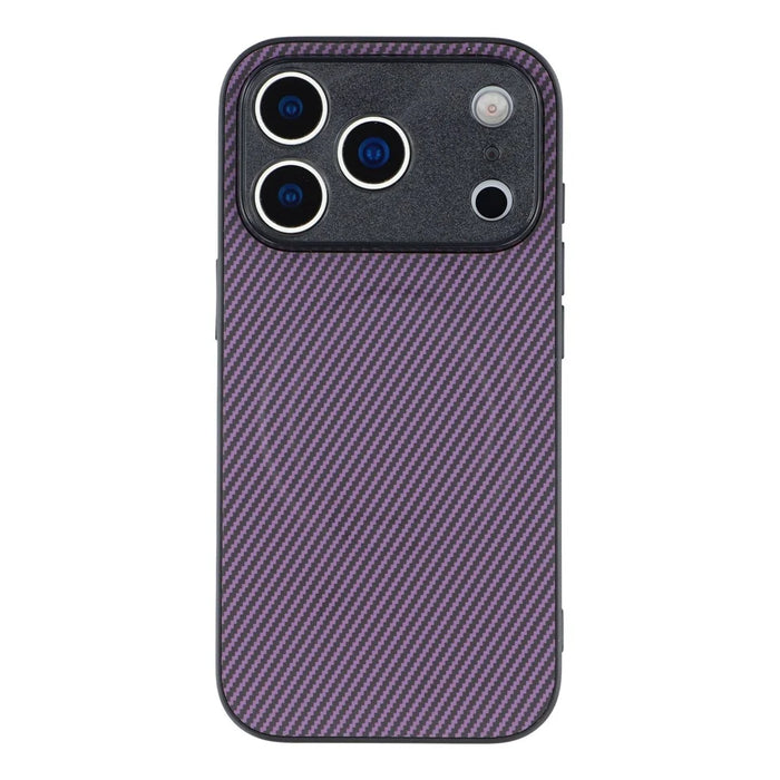 For iPhone 18 Pro Max / 17 Pro Max Magnetic Case Carbon Fiber Texture TPU PC Phone Back Cover - Purple - 3