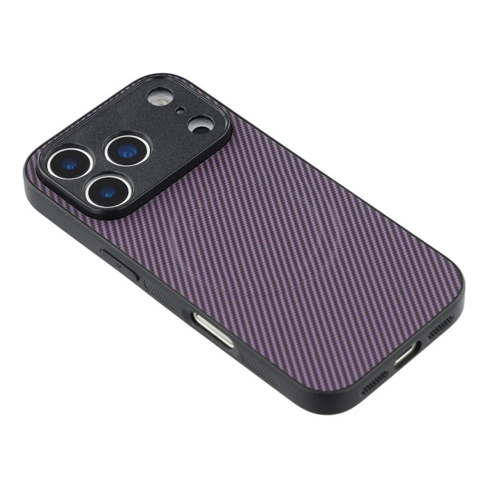 For iPhone 18 Pro Max / 17 Pro Max Magnetic Case Carbon Fiber Texture TPU PC Phone Back Cover - Purple - 4