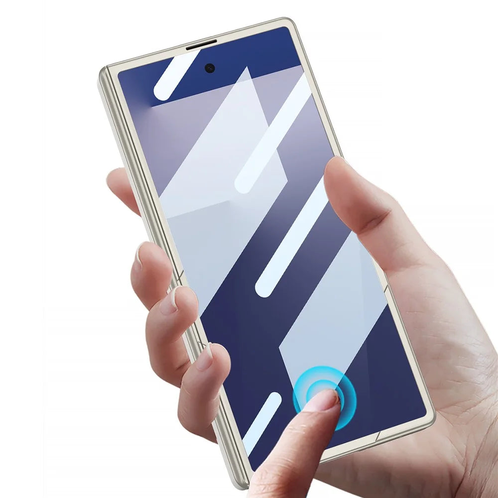 GKK For Samsung Galaxy Z Fold7 5G Case with Strap / Hinge Protection PC Phone Cover with Tempered Glass Film - Grey - 3