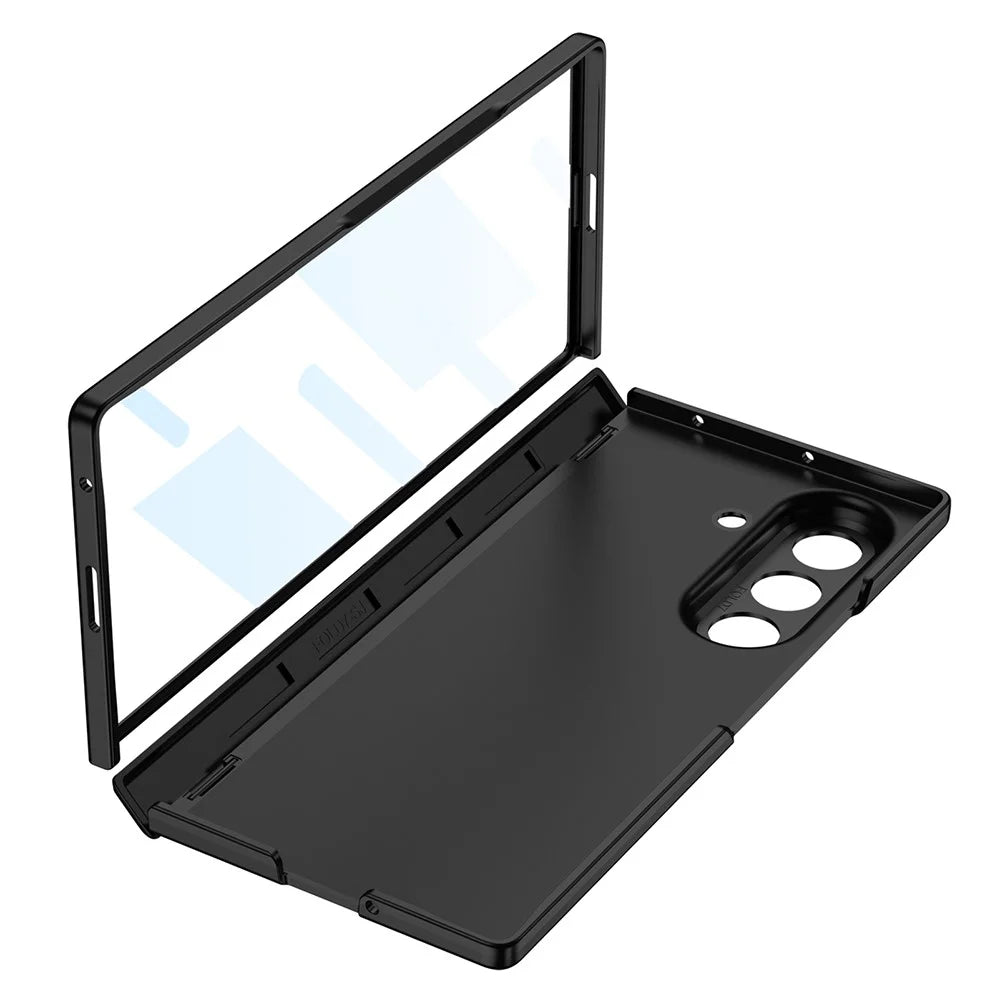 GKK For Samsung Galaxy Z Fold7 5G Case with Strap / Hinge Protection PC Phone Cover with Tempered Glass Film - Grey - 5