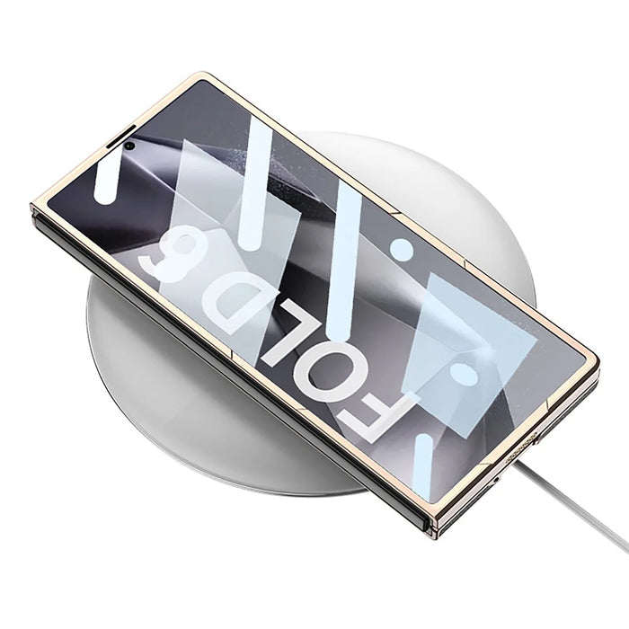 GKK For Samsung Galaxy Z Fold6 5G Case Electroplated PC + PU Phone Cover with Tempered Glass Front Film - Titanium Grey - 2