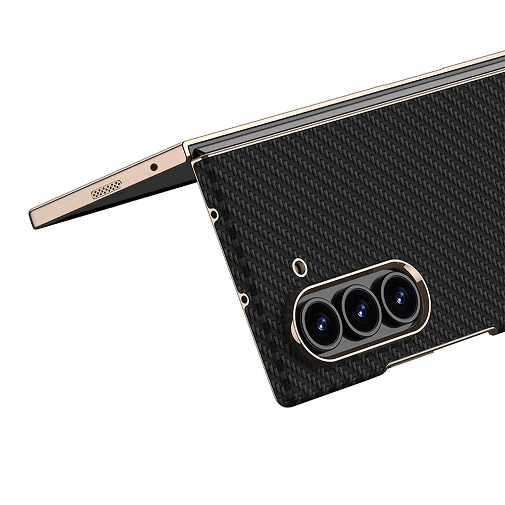 GKK For Samsung Galaxy Z Fold6 5G Case Electroplated PC + PU Phone Cover with Tempered Glass Front Film - Titanium Grey - 5