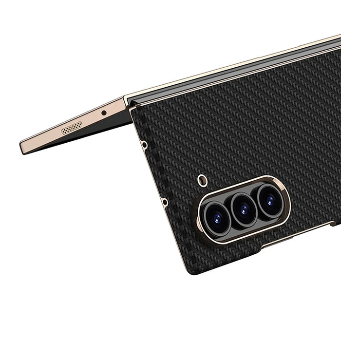 GKK For Samsung Galaxy Z Fold6 5G Case Electroplated PC + PU Phone Cover with Tempered Glass Front Film - Titanium Grey - 5