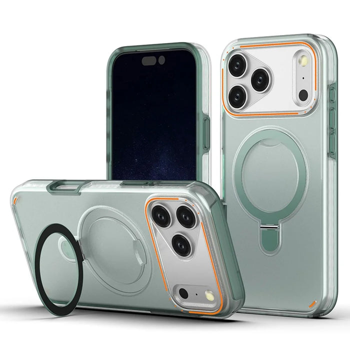 For iPhone 17 Pro Magnetic Case with Kickstand TPU + PC Shockproof Phone Cover - Mint Green - 2